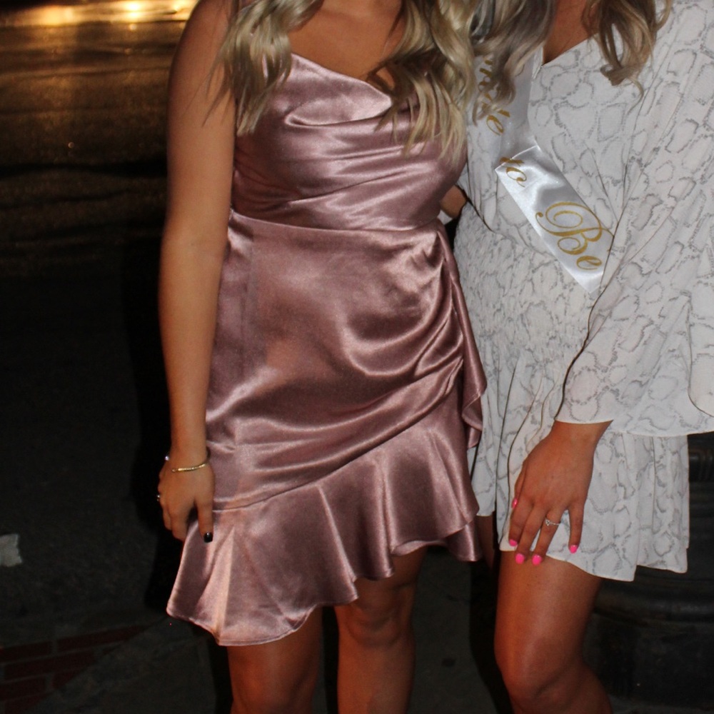 Silk, blush pink dress